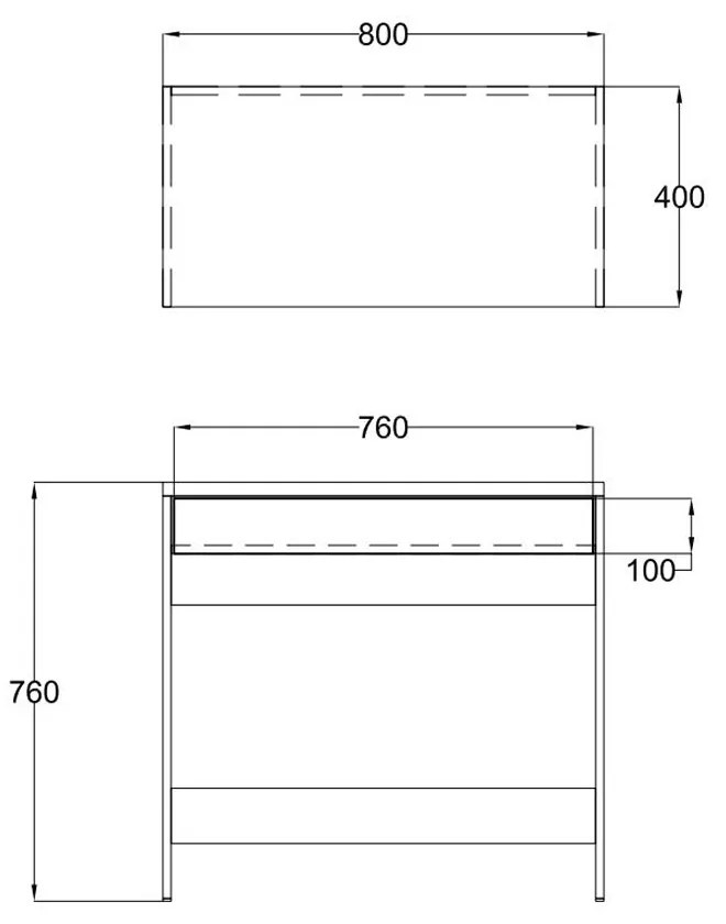 PRACTICO ΓΡΑΦΕΙΟ 1ΣΥΡΤΑΡΙ ΛΕΥΚΟ ΦΥΣΙΚΟ 80x40xH76cm - 24-0683 - 24-0683