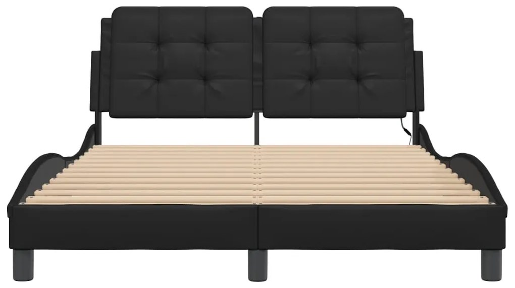 vidaXL Πλαίσιο Κρεβατιού με LED Χωρίς Στρώμα Zadar Μαύρο 120x200 εκ.