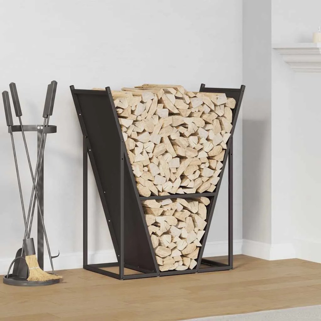 Ράφι Καυσόξυλων Μαύρο 69,5x35x81 εκ. Χάλυβας ψυχρής έλασης