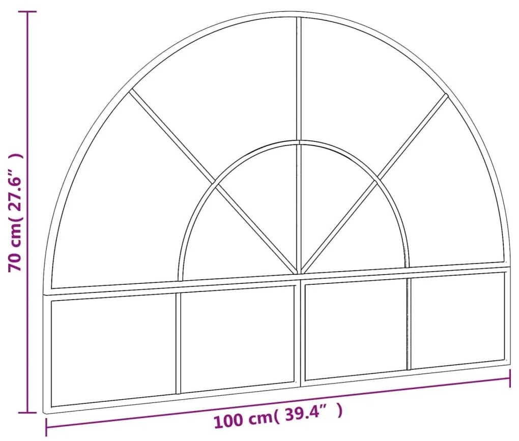 Καθρέφτης Τοίχου Αψίδα Μαύρος 100x70 εκ. από Σίδερο - Μαύρο