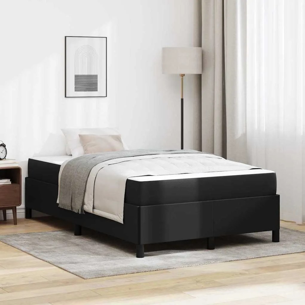 vidaXL Σκελετός κρεβατιού με στρώμα Μαύρο 120 x 190 cm Τεχνητό δέρμα