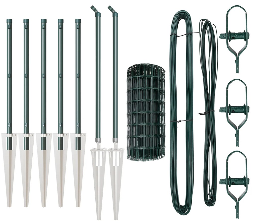 vidaXL Euro Fence με 7 Άγκιστρα 0.8x10 μ Γαλβανισμένο Ατσάλι Πράσινο