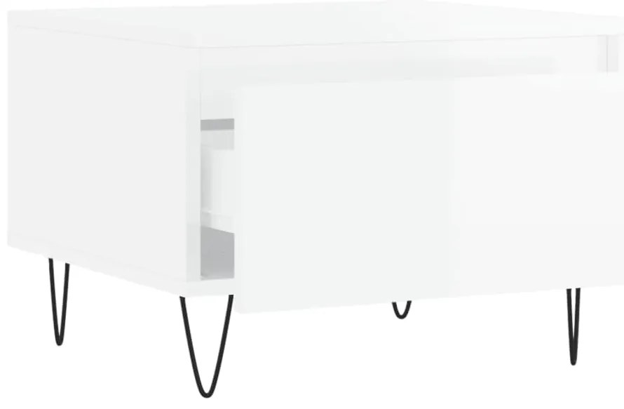 vidaXL Τραπεζάκια Σαλονιού 2 τεμ. Γυαλ. Λευκό 50x46x35 εκ. Επεξ. Ξύλο