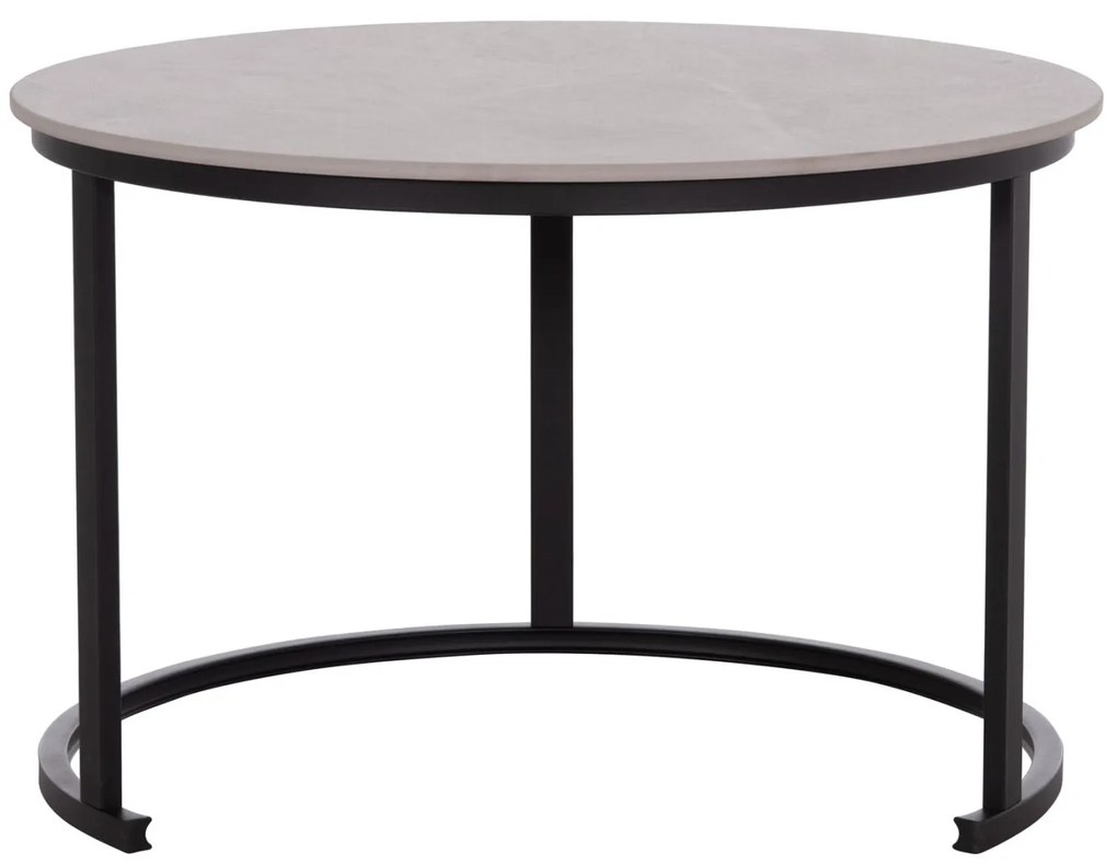 Τραπεζάκια σαλονιού TALOS Σετ 2 τμχ. Κεραμικό TOP με Όψη Γκρί Μαρμάρου Φ70 + Φ50εκ. 70x70x45.5 εκ.