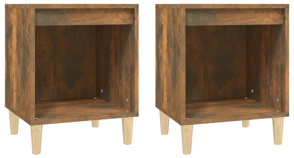 vidaXL Κομοδίνα 2 τεμ. Καπνιστή Δρυς 40 x 35 x 50 εκ.