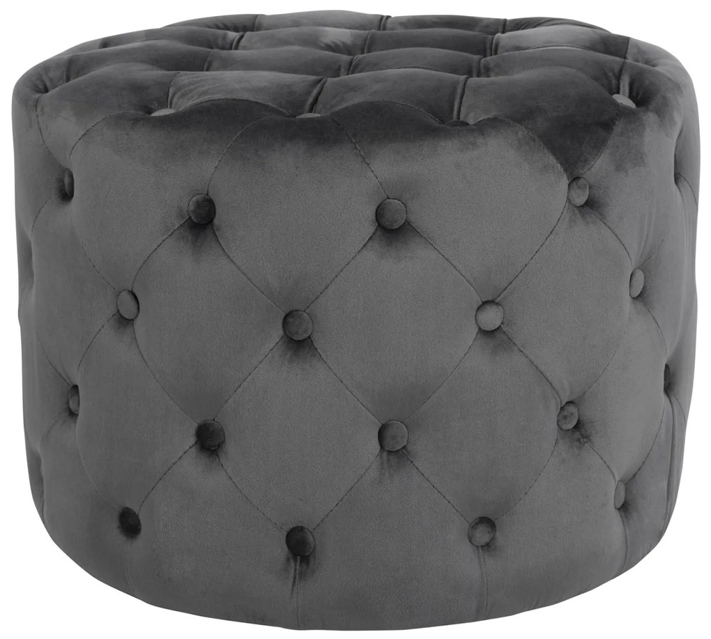 Σκαμπό KASSIE τύπου CHESTERFIELD Βελούδο Γκρί Φ60x43Υ εκ. 60x60x43 εκ.