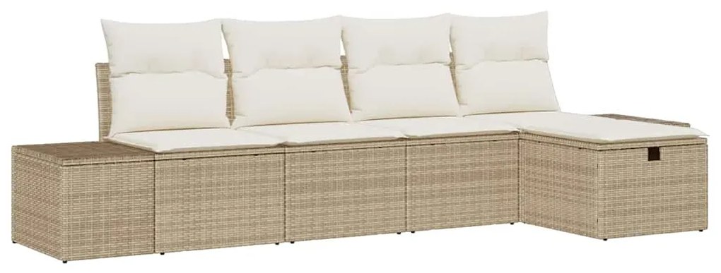 vidaXL Σετ Καναπέ Κήπου με μαξιλάρι 5 pcs Μπεζ συνθετικό ρατάν