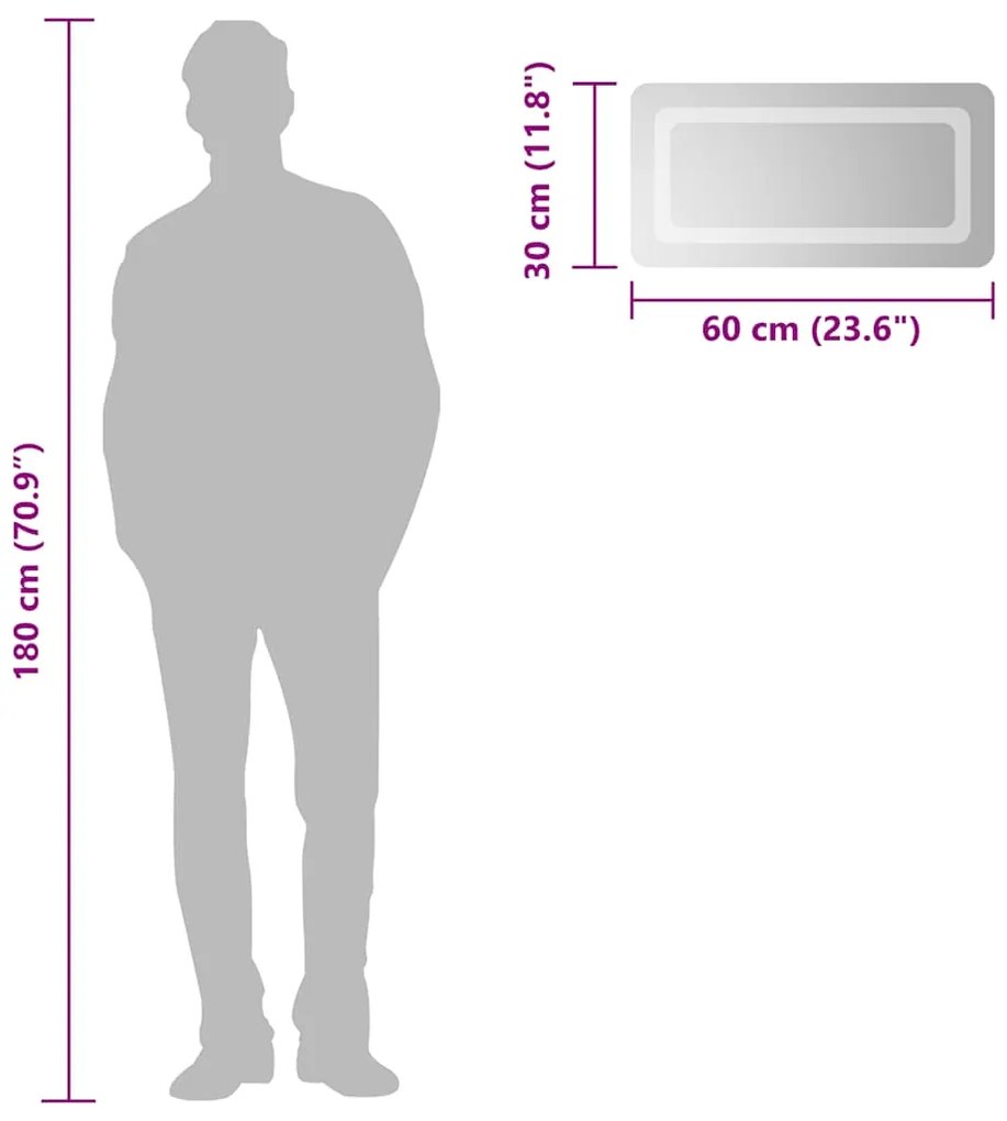 vidaXL Καθρέφτης Μπάνιου με LED 60 x 30 εκ.