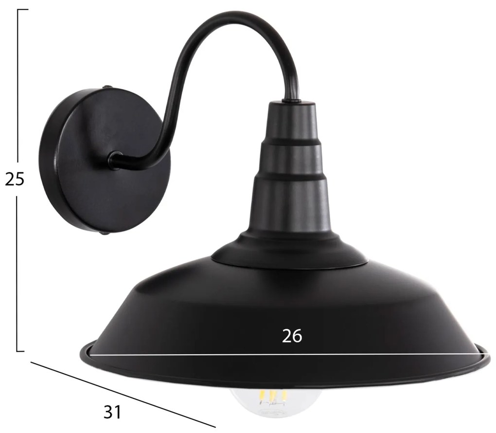Απλίκα Τοίχου DONO C4478 Μέταλλο Μαύρο 26x31x25Υ εκ. 26x31x25 εκ.