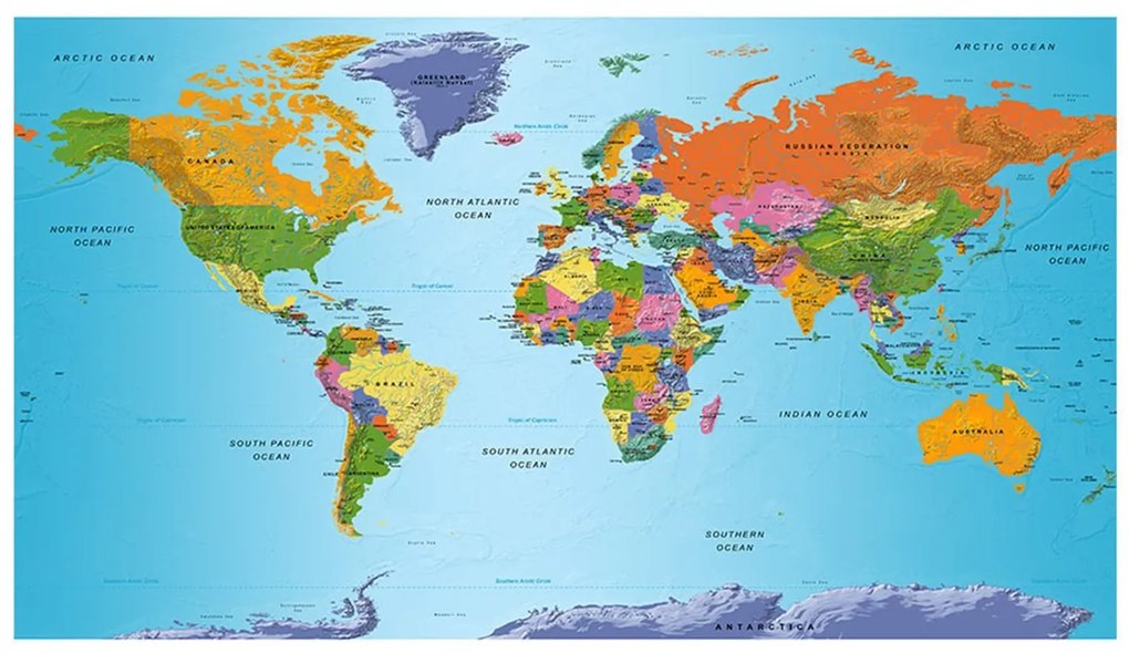 Ταπετσαρία XXL - World Map: Colourful Geography II 500x280