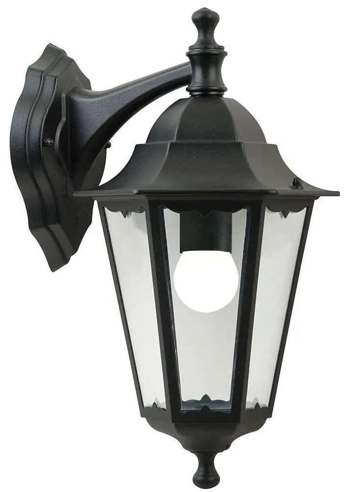 Φωτιστικό Τοίχου Cardiff Down 74381003 21x40cm 1xE27 60W IP44 Black Nordlux Aluminium, Glass
