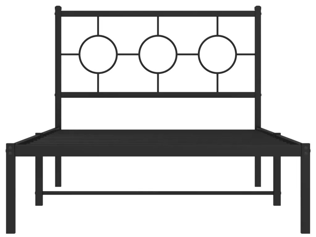 vidaXL Πλαίσιο Κρεβατιού με Κεφαλάρι Μαύρο 100 x 190 εκ. Μεταλλικό
