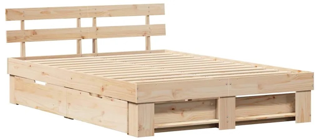 vidaXL Σκελετός Κρεβατιού Καφέ 140 x 200 cm Μασίφ ξύλο πεύκου