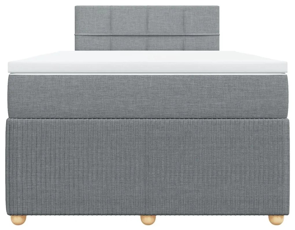 Κρεβάτι Boxspring με Στρώμα Ανοιχτό Γκρι 120x200 εκ. Υφασμάτινο - Γκρι