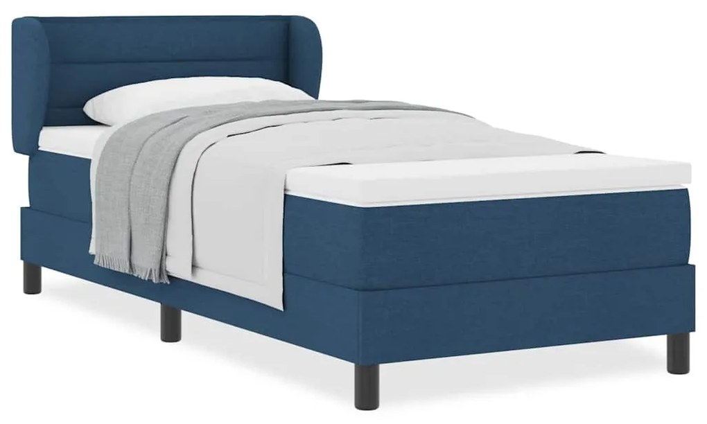 vidaXL Κρεβάτι box spring με στρώμα με στρώμα Μπλε 90 x 200 cm ύφασμα