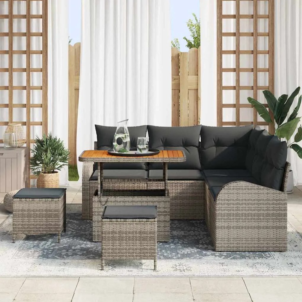vidaXL Σετ Καναπέ Κήπου με μαξιλάρι 8 pcs Γκρι 90 x 55 x 71 cm