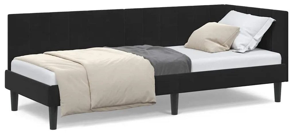 vidaXL Κρεβάτι Γωνίας με κεφαλάρι Μαύρο 80 x 200 cm Βελούδο