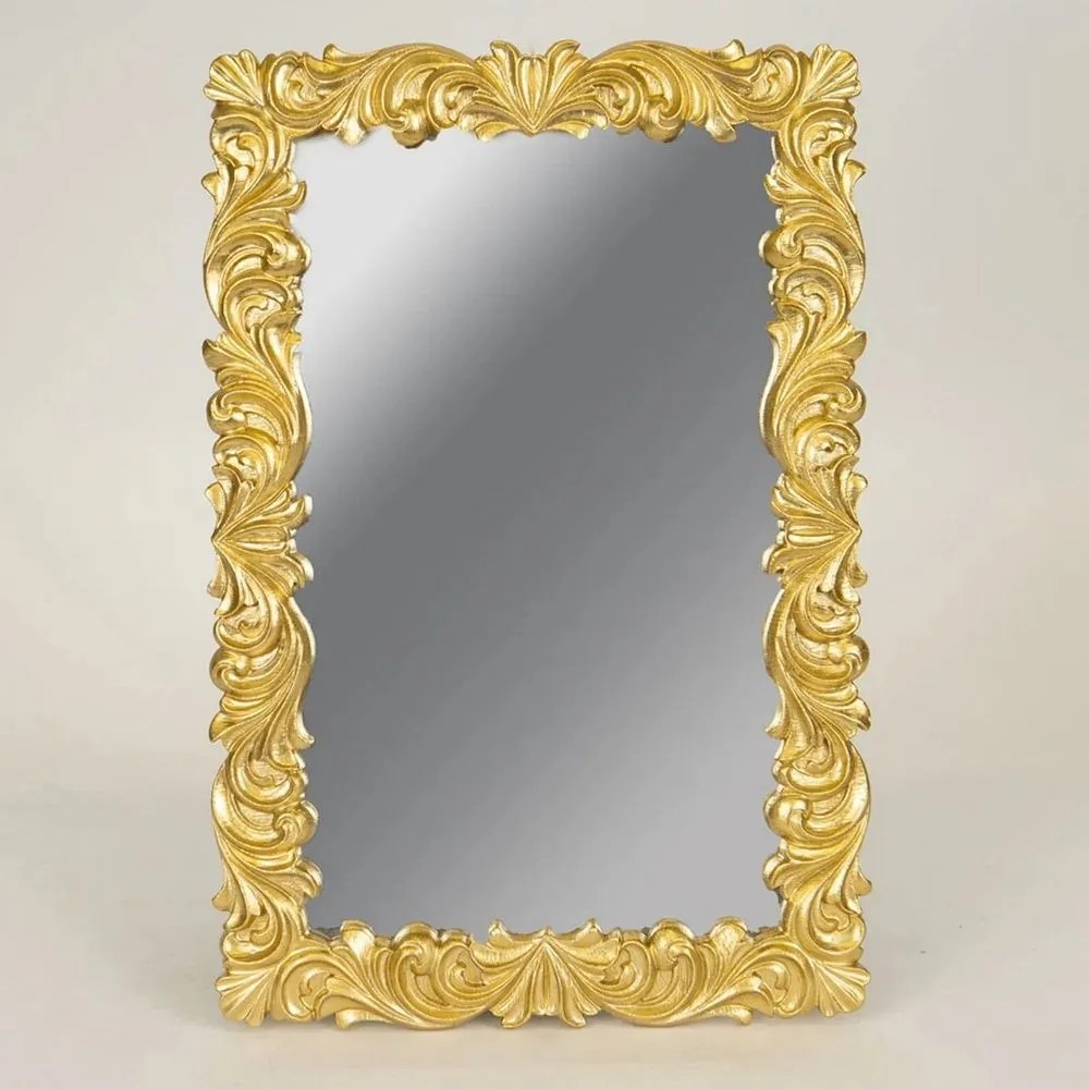 Καθρέπτης Τοίχου Ορθογώνιος 751-12011 21x31,3x1,7cm Gold Estheti Home Glass,Polyresin