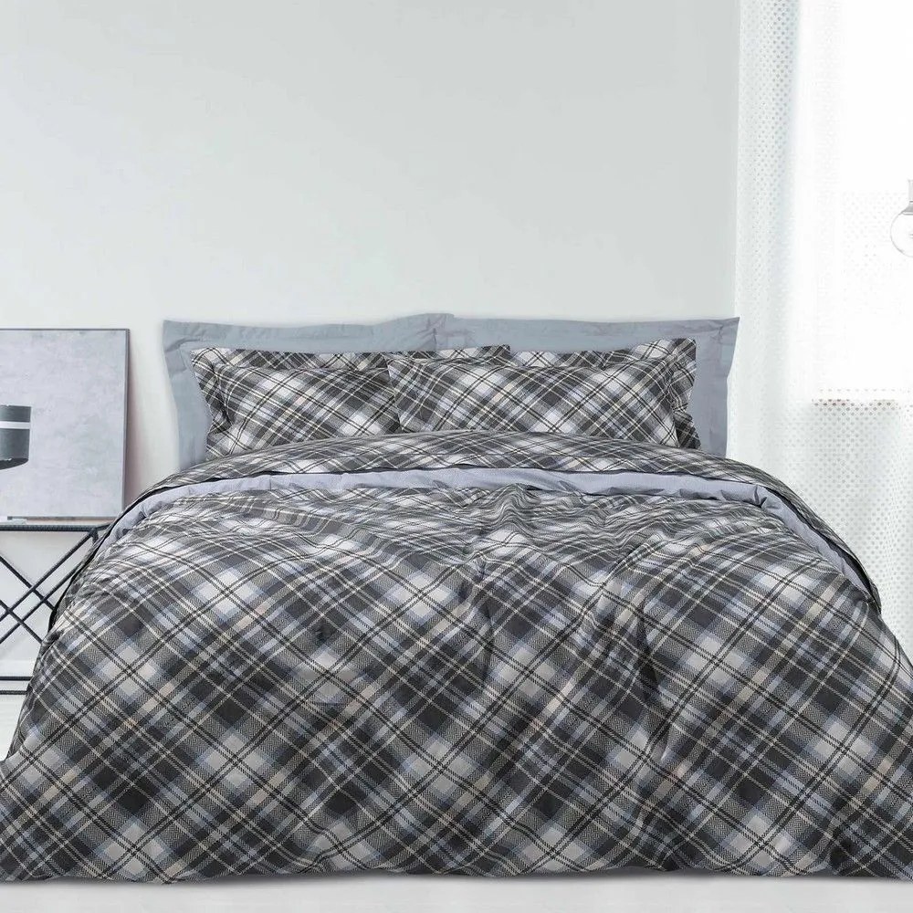 Σεντόνια Happy 9595 (Σετ 4τμχ) Grey-Ciel Das Home Υπέρδιπλo 240x260cm 100% Βαμβάκι