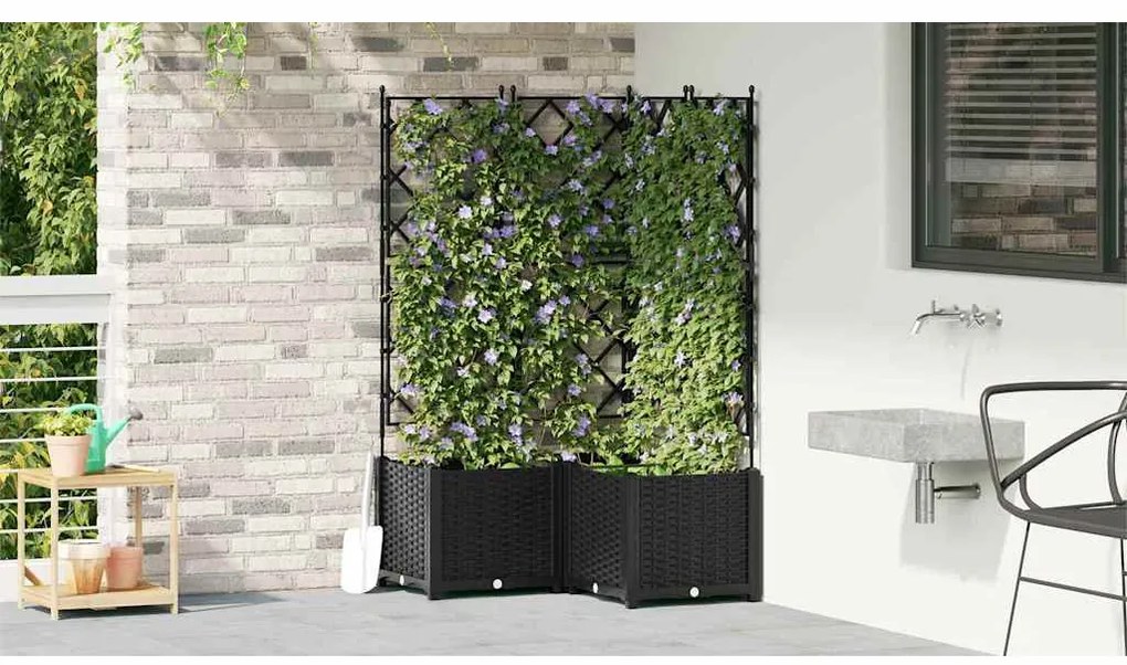 vidaXL Κηποτινάκι με Τρέλα 3 pcs Μαύρο 80 x 80 x 143 εκ. PP