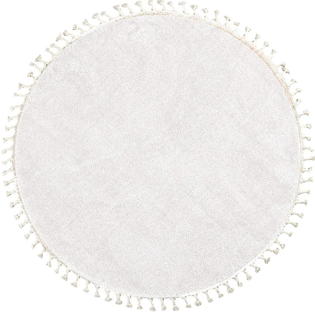 Στρογγυλό Χαλί (Φ160) Polcarpet Silky Shaggy White