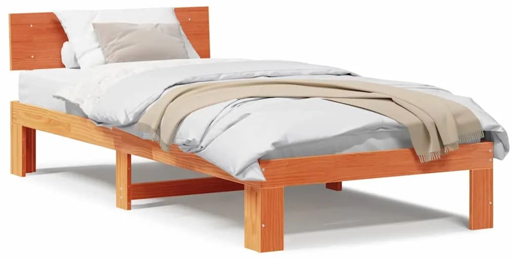 vidaXL Σκελετός Κρεβατιού Καφέ 80 x 200 cm Μασίφ ξύλο πεύκου