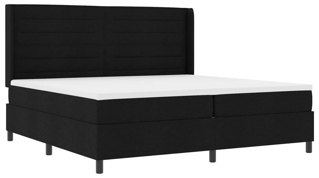 vidaXL Κρεβάτι Box Spring με Στρώμα & LED Μαύρο 200x200 εκ Ύφασμα