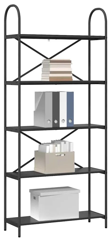 vidaXL Ράφι Βιβλίων Μαύρη Οξυά 80 x 30 x 183 εκ Επεξεργασμένο ξύλο