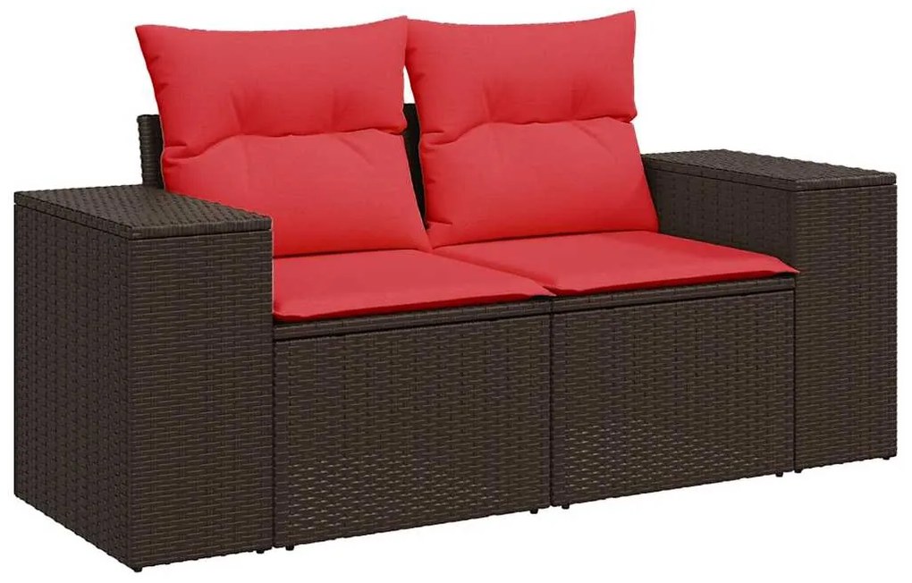 vidaXL Σαλόνι Κήπου Σετ 7 Τεμαχίων Καφέ Συνθετικό Ρατάν με Μαξιλάρια