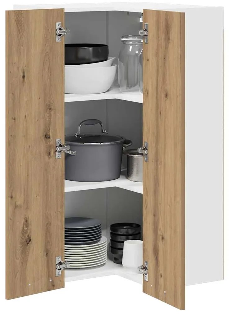 vidaXL Κρεμαστό ντουλάπι Χειροποίητη Δρυς και Λευκό 57 x 57 x 100 εκ.