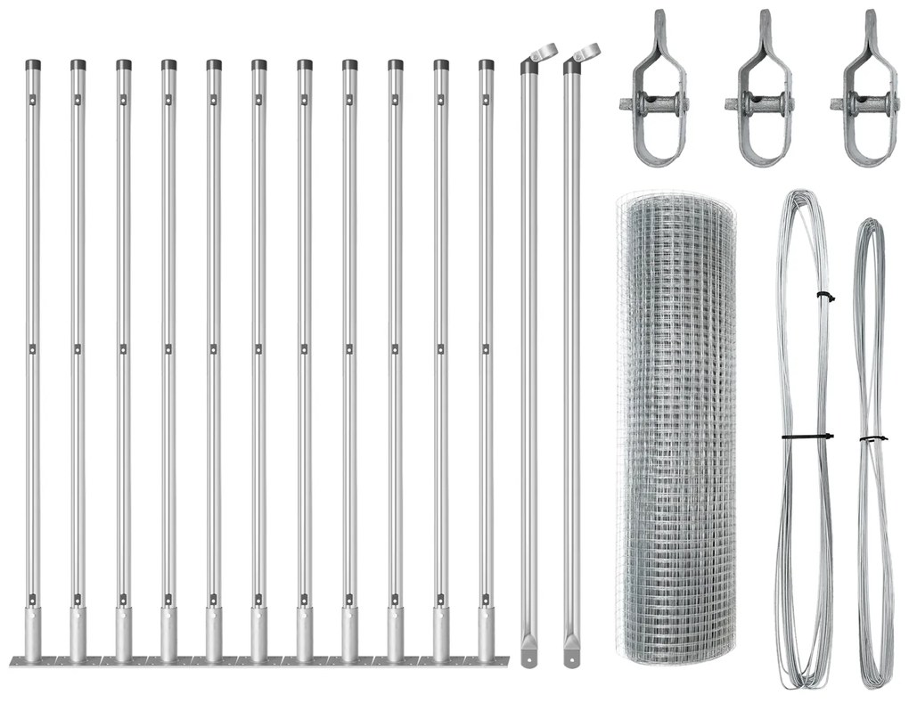 vidaXL Set Πόλων Σετ 2 Γαλβανισμένος χάλυβας 25 x 0.5 μ Ανθεκτικό