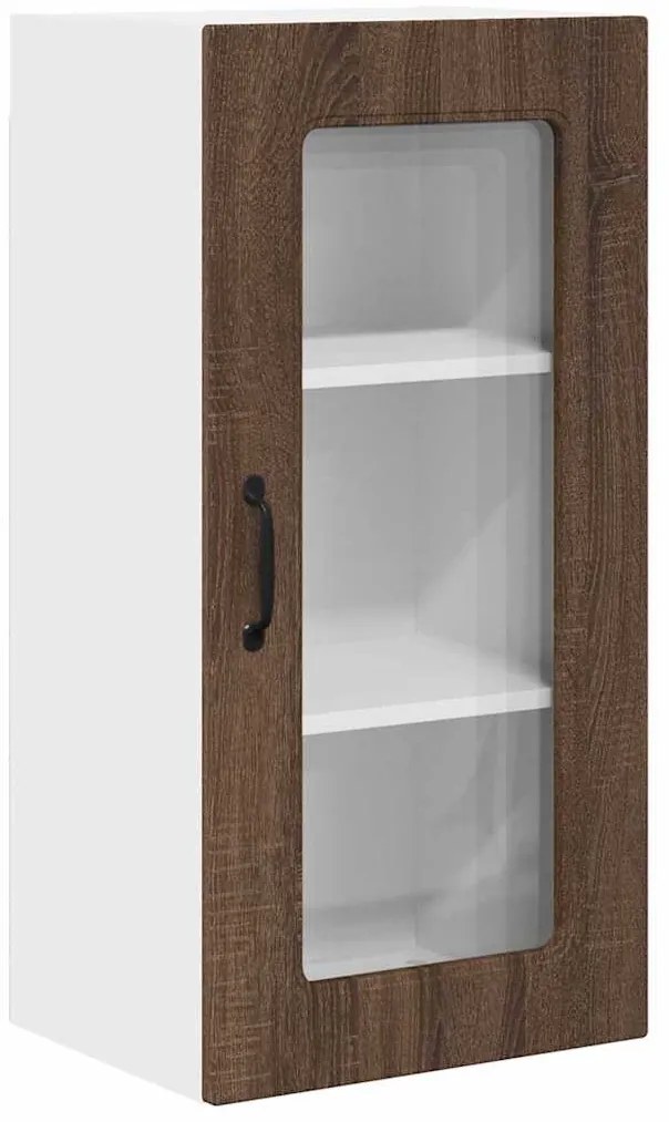 vidaXL Κρεμαστό ντουλάπι κουζίνας 2 pcs Καφέ δρυς 40 x 31 x 80 εκ.