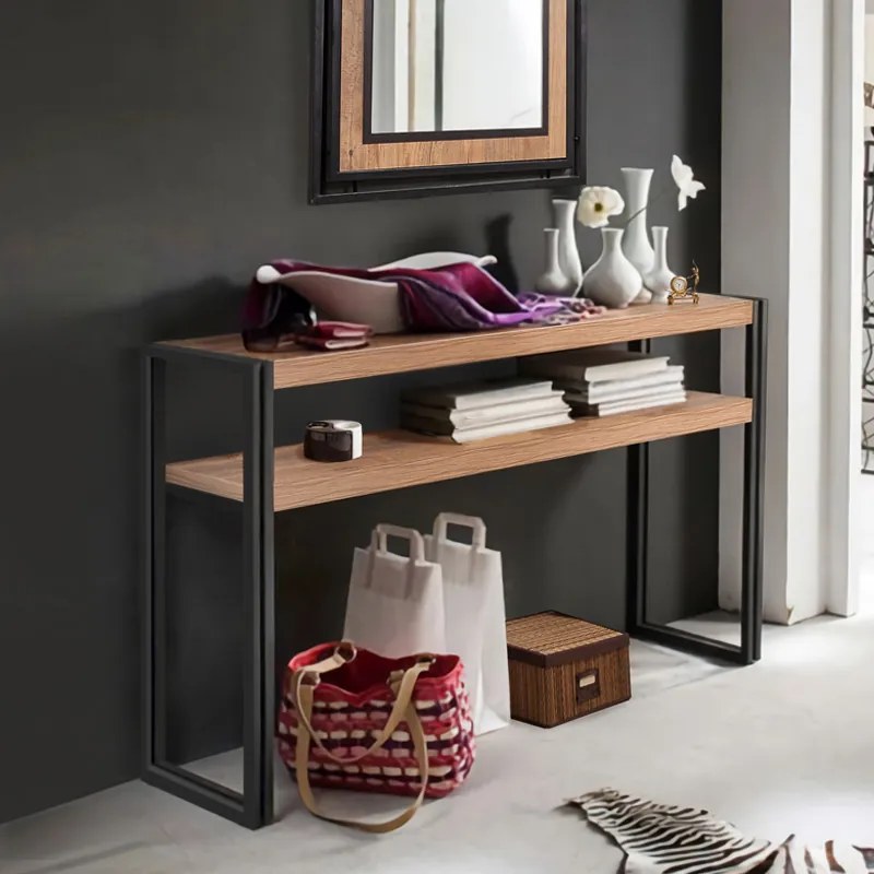 Κονσόλα Atlas Megapap μεταλλική - μελαμίνης χρώμα atlantic pine 140x35x80εκ.-GP052-0024,1