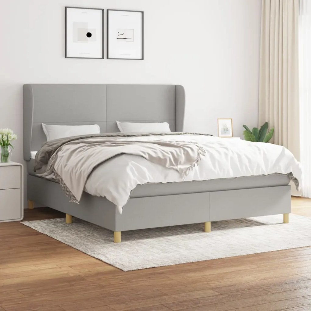 vidaXL Κρεβάτι Boxspring με Στρώμα Αν. Πράσινο 160x200εκ Υφασμάτινο