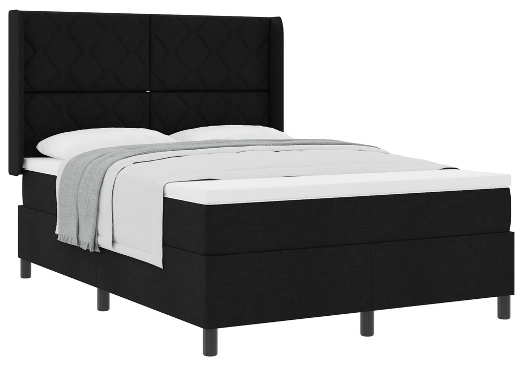 vidaXL Κρεβάτι με Στρώμα Μαύρο 160x200 cm Ύφασμα