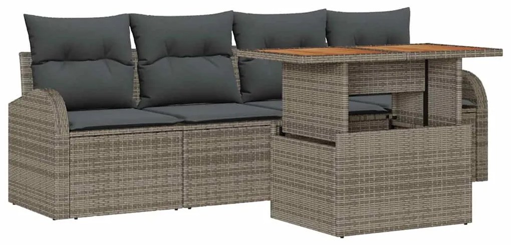 vidaXL Σετ Καναπέ Κήπου με μαξιλάρι 5 pcs Γκρι 100 x 55 x 73 εκ