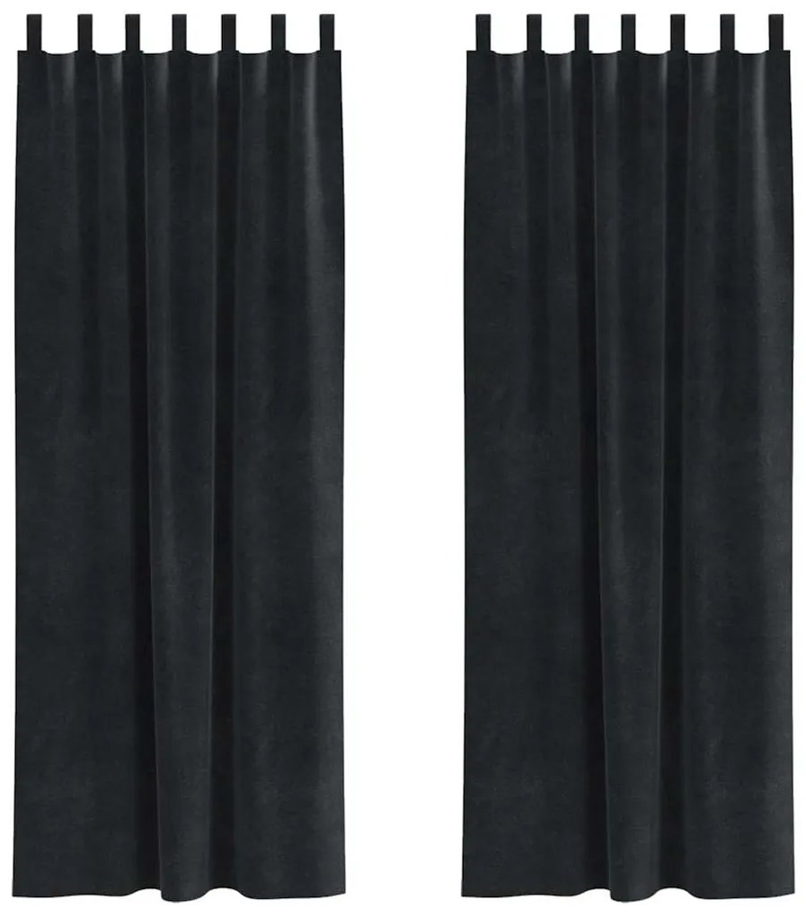 vidaXL Κουρτίνες με κουρτίνες 2 pcs Μαύρο 140 x 225 cm Βελούδο