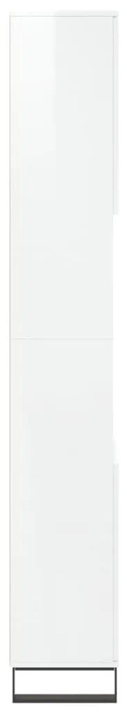 Ντουλάπι Μπάνιου Γυαλιστερό Λευκό 30x30x190 εκ. Επεξεργ. Ξύλο - Λευκό