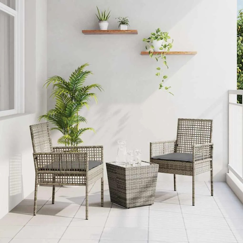 vidaXL Σετ Μπιστρό Κήπου 3 pcs Γκρι Πολυ ράταν