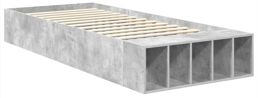 vidaXL Σκελετός Κρεβατιού με ράφι Σκυρόδεμα Γκρι 90 x 190 cm