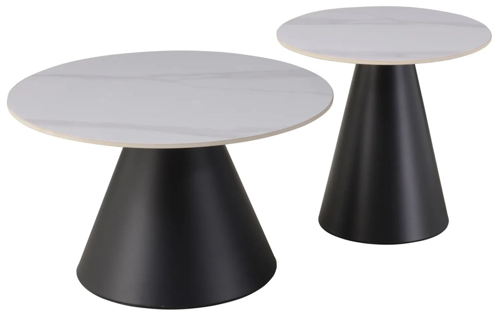 ΤΡΑΠΕΖΙΑ ΣΑΛΟΝΙΟΥ RIDGE HM18266.01 ΚΕΡΑΜΙΚΑ TOP ΜΕ ΟΨΗ ΛΕΥΚΟΥ ΜΑΡΜΑΡΟΥ Φ50εκ &amp; Φ70εκ