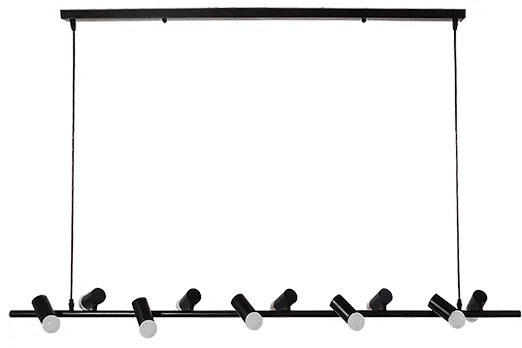 01242 GloboStar® GLOBOSTAR® ALFREDA 01242 Μοντέρνο Κρεμαστό Φωτιστικό Οροφής με Ντουί 10 x E27 AC 220-240V IP20 - Μαύρο - Μ140 x Π18 x Υ7cm