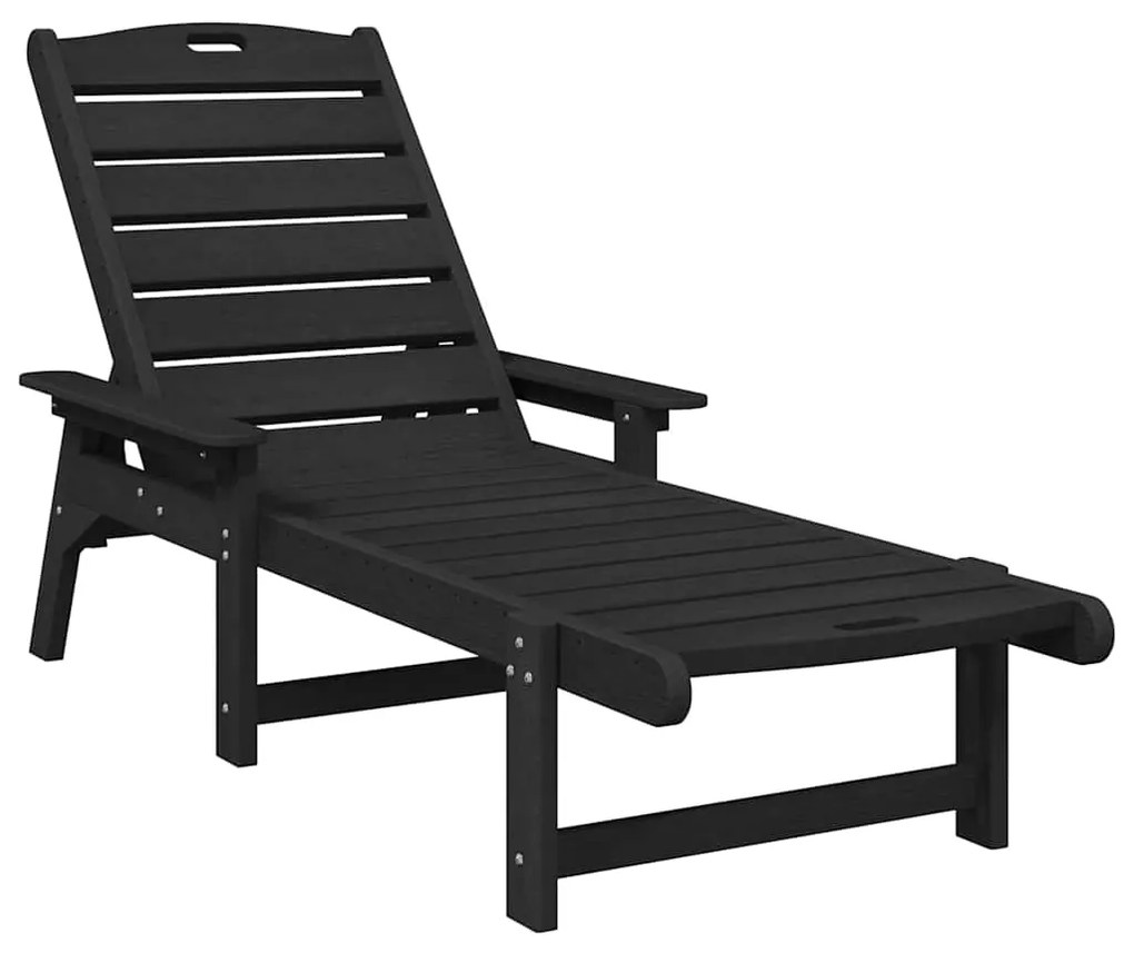 vidaXL Ξαπλώστρα 3 pcs Μαύρο Πολυαιθυλένιο