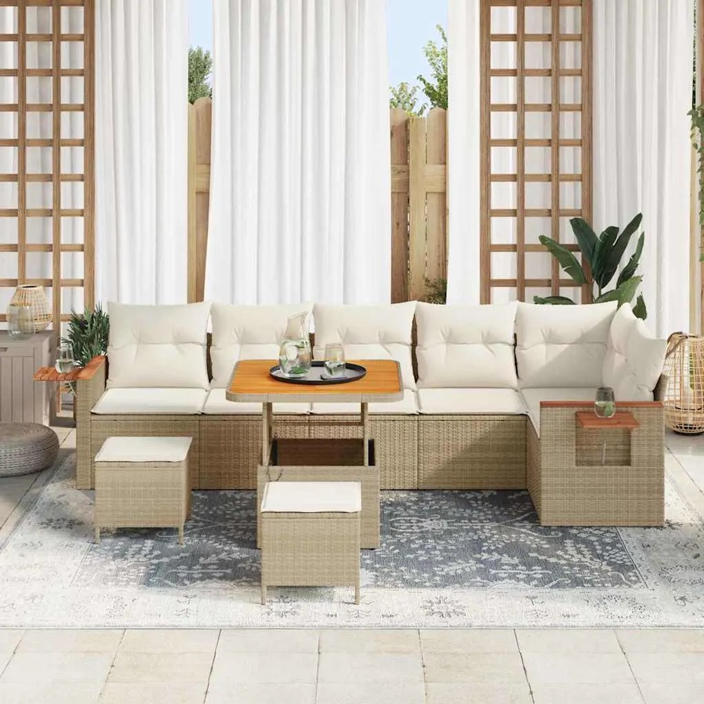 vidaXL Σετ Καναπέ Κήπου 9 pcs μπεζ και κρεμ 80 x 80 x 71 cm