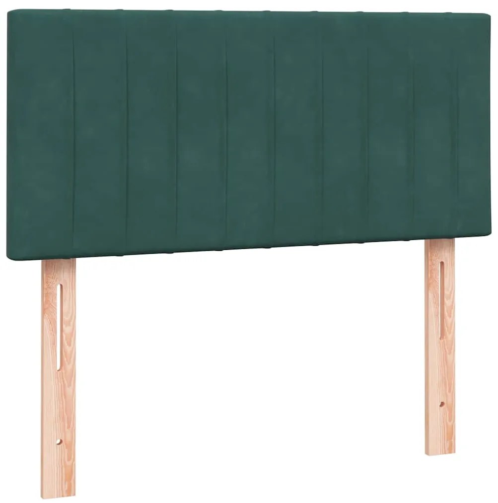 vidaXL Box Spring κρεβάτι με στρώμα σκούρο πράσινο 80x220εκ. Βελούδινο
