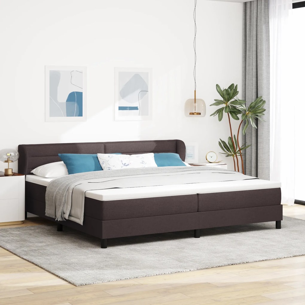 vidaXL Κρεβάτι Box Spring με στρώμα σκούρο καφέ 200x200 εκ. ύφασμα