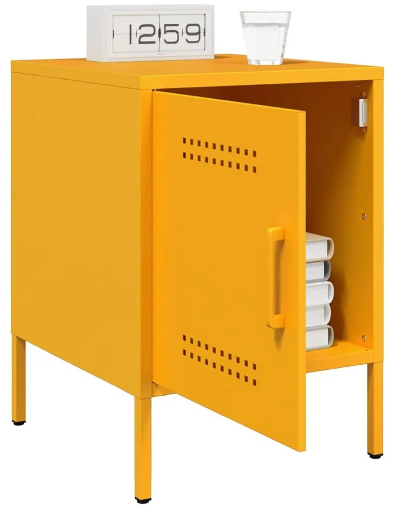 vidaXL Κομοδίνα 2 τεμ. Μουσταρδί 36x39x50,5 εκ. από Χάλυβα
