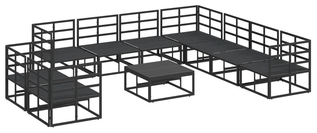 vidaXL Σετ Καναπέ Κήπου 10 pcs Μαύρο 70 x 70 x 32 εκ Αλουμίνιο