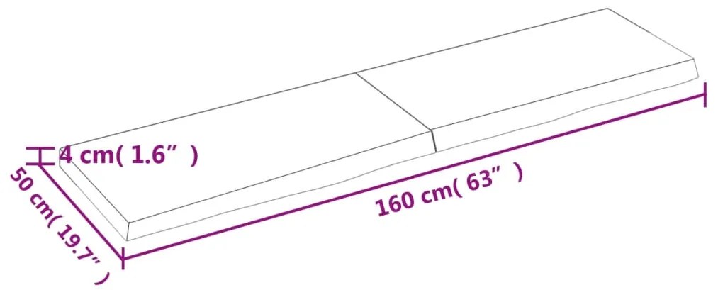 Επιφ Τραπεζιού Αν Καφέ 160x50x(2-4)εκ. Επεξ. Μασίφ Ξύλο Δρυός 3156385