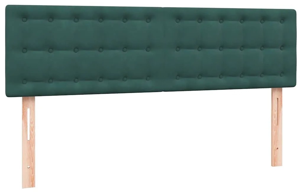 Box Spring Κρεβάτι με στρώμα Σκούρο πράσινο 140x220cm Βελούδινο - Πράσινο